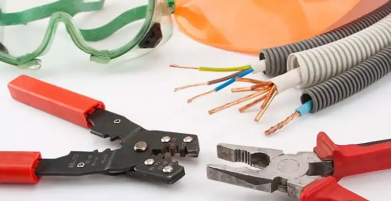 Electrical wiring repair with professional tools and safety equipment in Lemon Grove, CA