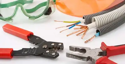Electrical wiring repair with professional tools and safety equipment in Spring Valley, CA